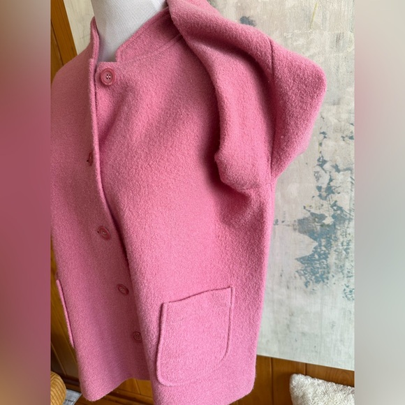Norm Thompson 100% Wool Light Pink Button Up Sweater Jacket. Front Pockets - Picture 8 of 15